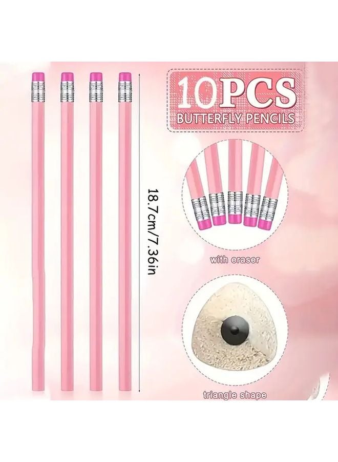 5pcs Pink HB Wooden Pencils With Eraser For Wedding School Art Drawing - Image 3